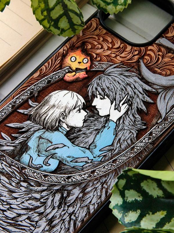 Howl's Moving Castle - Phone case wood, Print, Print Phonecase, Fit to Iphone 7,8,X,11,12,13,14,15,16