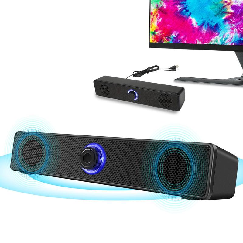 Wired Speaker, Plug and Play Surround Soundbar, Wired Computer Speakers, Stereo Subwoofer Sound Bar for Laptop PC Computer TV