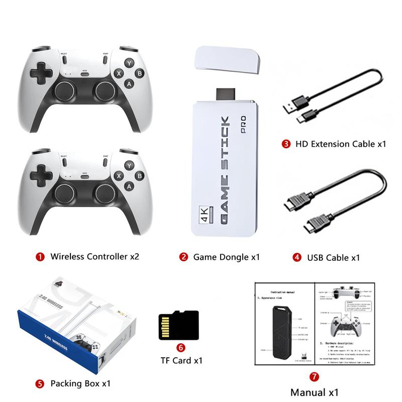 4K wireless retro game console, 4K HDMI output, enjoy 40+ classic emulators and 40,000+ games, equipped with 2.4G wireless controller accessories