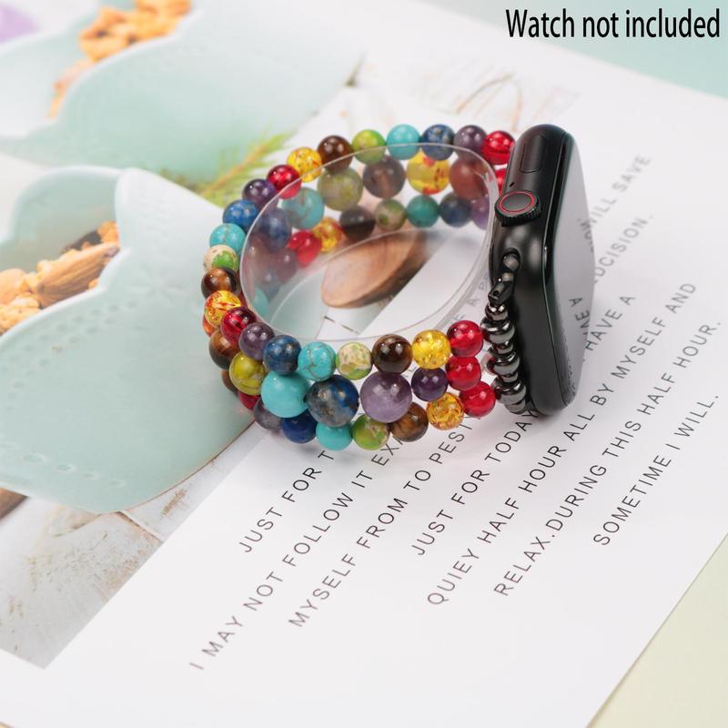 Colorful Beads Bohemian Replacement Bands, Fashionable Handmade Crystal Beads Stretch Band, Watch Band Compatible with Apple Watch 38 40 41 42 44 45 49mm