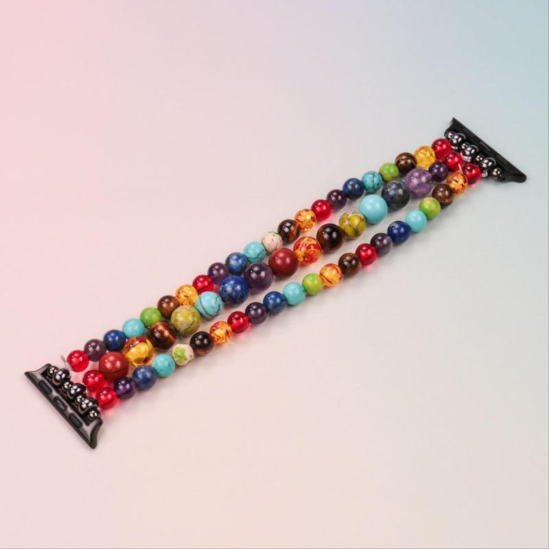 Colorful Beads Bohemian Replacement Bands, Fashionable Handmade Crystal Beads Stretch Band, Watch Band Compatible with Apple Watch 38 40 41 42 44 45 49mm