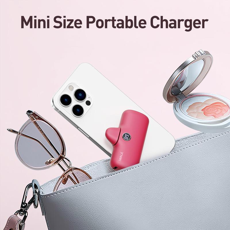 iWALK Portable Charger 4800mAh Power Bank PD Fast Charging Small Docking Battery with LED Display Compatible with iPhone 14 13 Chargeable