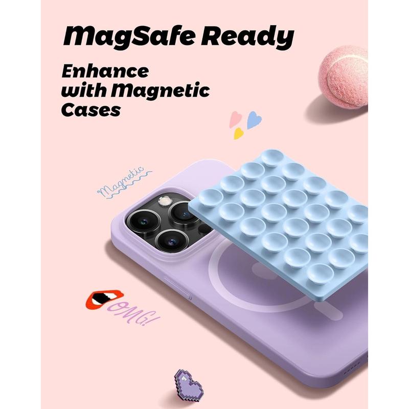 Magnetic Suction Phone Grippy for MagSafe Case, Silicone Cup Sticky Mount for iPhone 12 13 14 15 16 Pro Max Pro Plus Mini, Hands-Free Selfie Video for TikTok Creator Influencer, Light Blue