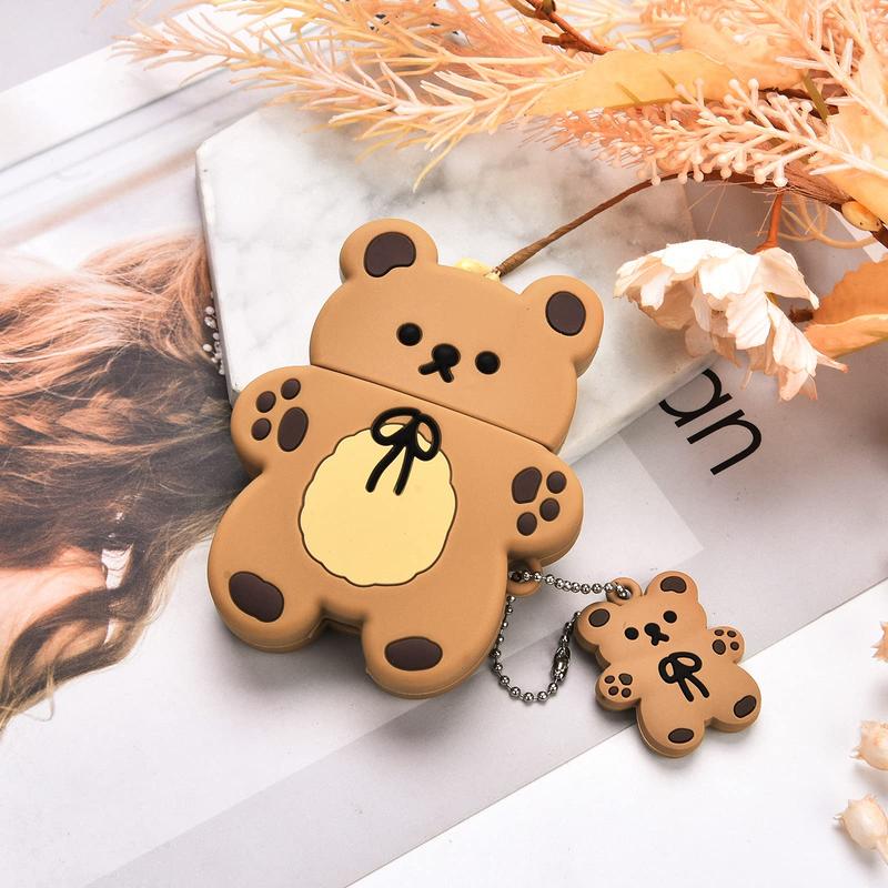 Cartoon Bear Shaped Earphone Case (1 Count), Cute Cartoon Animal Earphone Protective Case, Silicone Decorative Earphone Protector Cover With Lanyard Compatible With AirPods