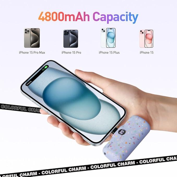 iWALK Portable Charger 4800mAh Power Bank PD Fast Charging Small Docking Battery with LED Display Compatible with iPhone 14 13 Chargeable