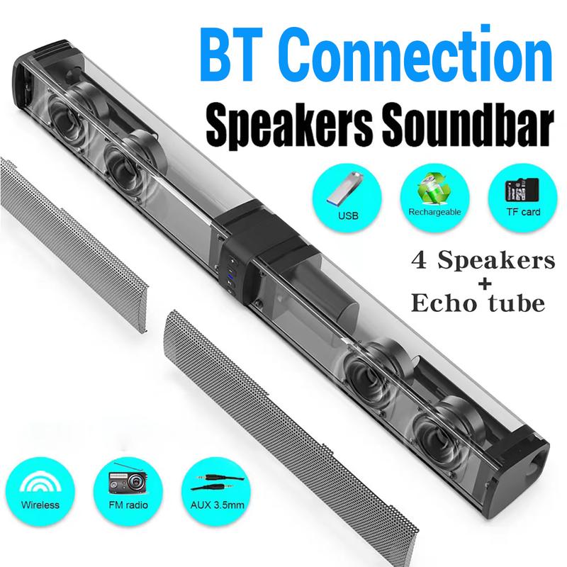 2-in-1 Separable Sound Bars for TV Buit-in 4 Subwoofers Speaker Bluetooth 5.0 Wireless TV Speaker Home Theater Audio Sound Bars