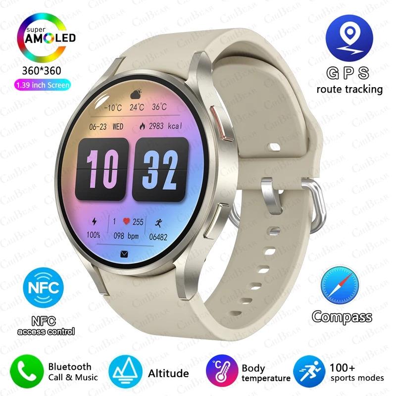 New For Samsung Galaxy Watch 6 Classic Smartwatch Men AMOLED HD Screen Voice Assistant Bluetooth Call NFC Smart Watch for Women