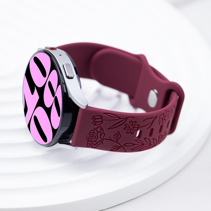 Flower Pattern Silicone Watch Band, Soft & Comfortable Watch Band, Fashion Wearable Accessories Compatible with Samsung Watch6 & Huawei GT3 Series