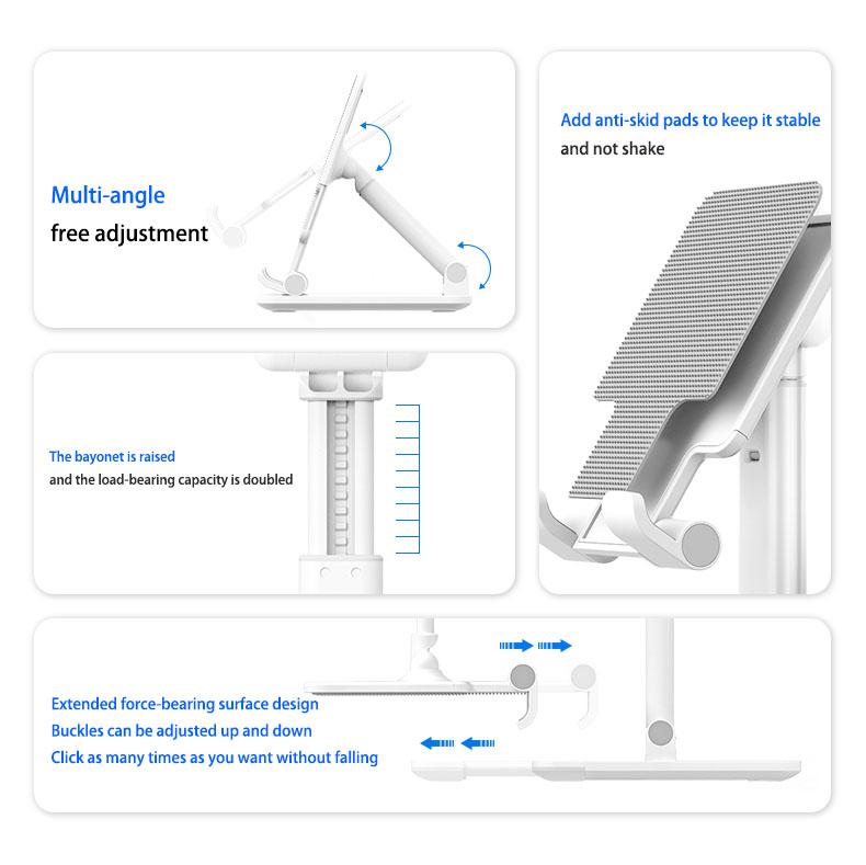 Retractable Universal Phone and Computer Stand, Folding Lazy Tablet Desktop Stand for All Mobile Devices - Alloy Aluminum,