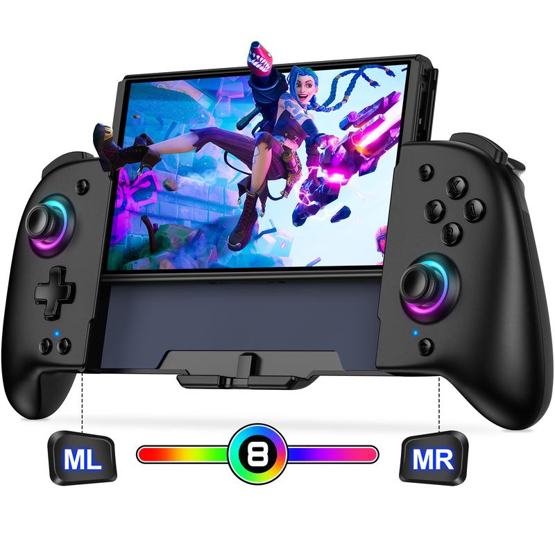 Switch Controllers for Switch OLED Controller, Switch Wireless Pro Controller Joypad, Full-Size Ergonomic Handheld Mode Controller with Battery RGB Turbo Programming