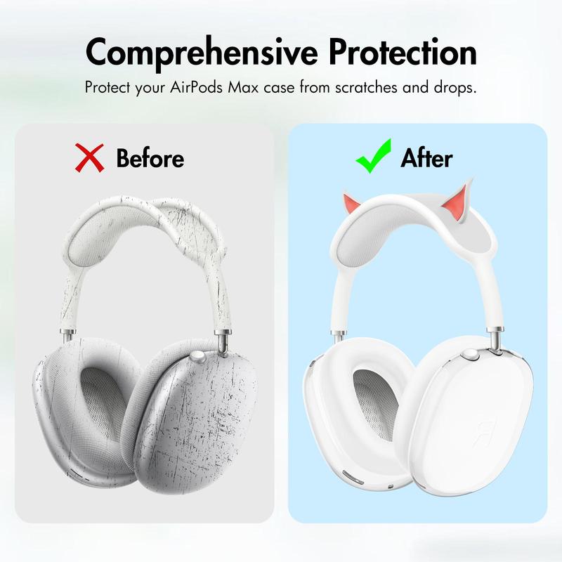 Earphone Protective Case Kit, Silicone Earphone Protective Cover with TPU Case, Earphone Accessories Compatible with AirPods Max