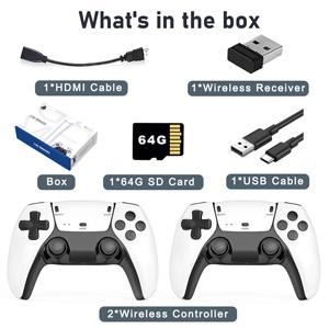 Wireless Retro Game Stick - 20000+ Games, HD Output System Built in 23 Emulators Plug and Play Video Game Consoles with 2.4G Wireless Controllers,64GB TF Card for Gamers of All Ages