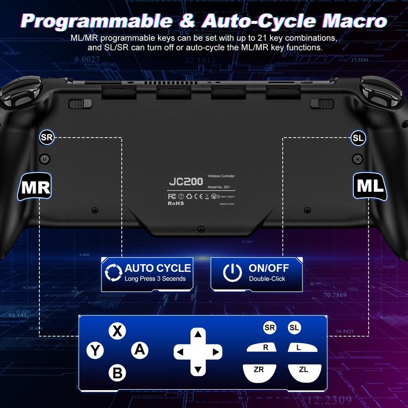 Switch Controllers for Switch OLED Controller, Switch Wireless Pro Controller Joypad, Full-Size Ergonomic Handheld Mode Controller with Battery RGB Turbo Programming