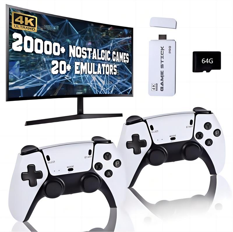 Wireless Retro Game Stick - 20000+ Games, HD Output System Built in 23 Emulators Plug and Play Video Game Consoles with 2.4G Wireless Controllers,64GB TF Card for Gamers of All Ages