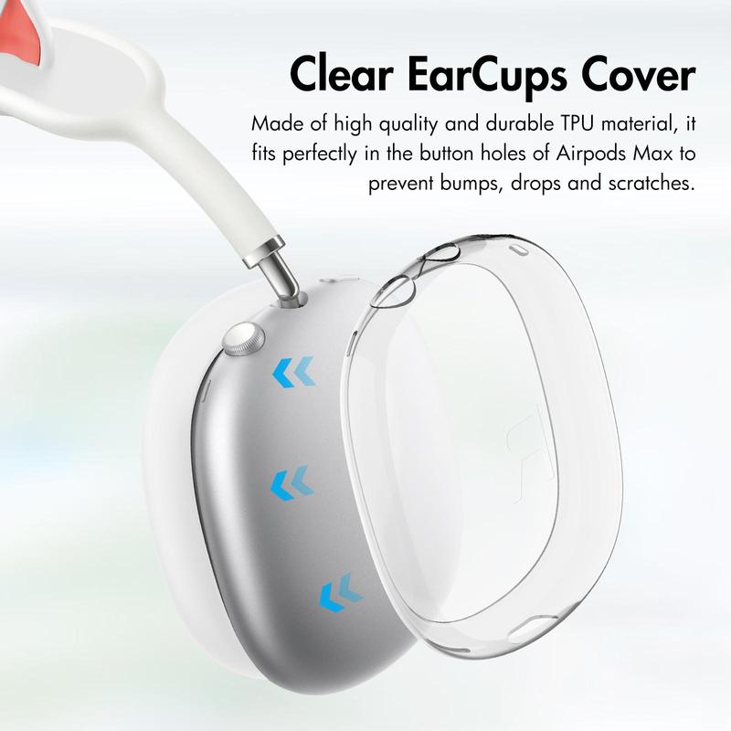 Earphone Protective Case Kit, Silicone Earphone Protective Cover with TPU Case, Earphone Accessories Compatible with AirPods Max