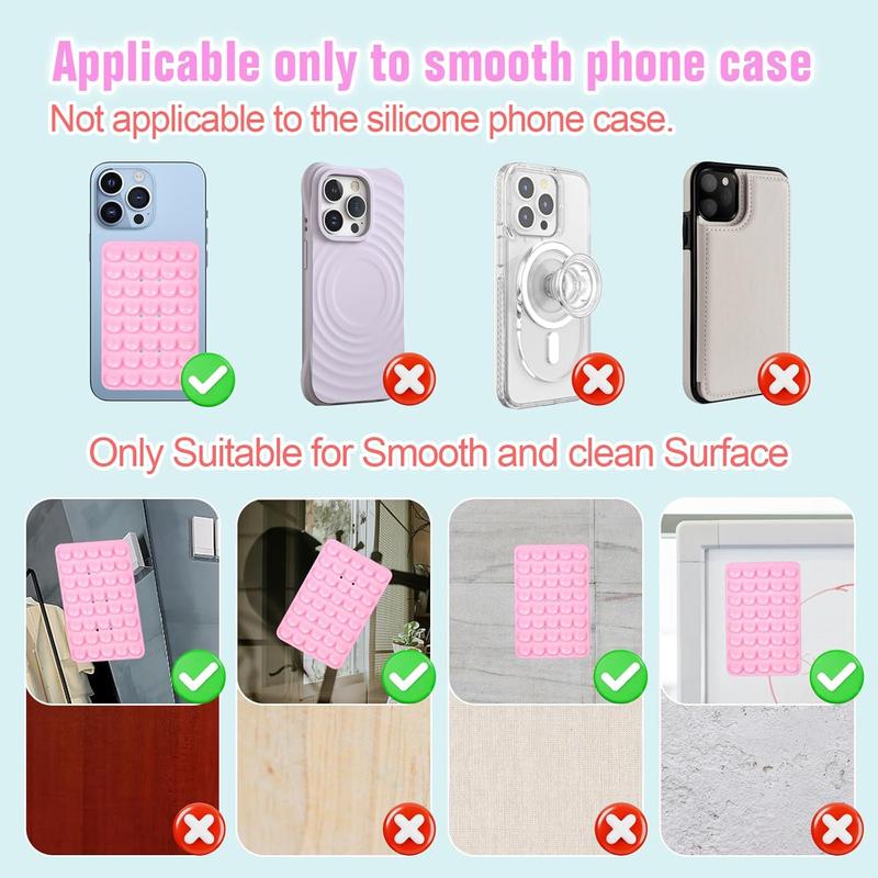 Suction Cup Phone Case Mount, Silicon Sticky Phone Stand for  and Android, Hands-Free  Grip Holder for Selfies and Videos - Double Sided Pink