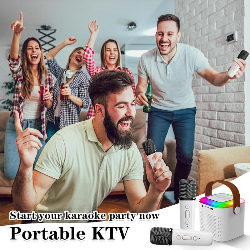 Karaoke Machine for Kids Adults,Portable Karaoke Machine with 2 Wireless Microphones, Mini Karaoke Machine with LED Lights, Bluetooth Speaker, Support TF Card, AUX Input for Kids Adults Birthday Party (White)