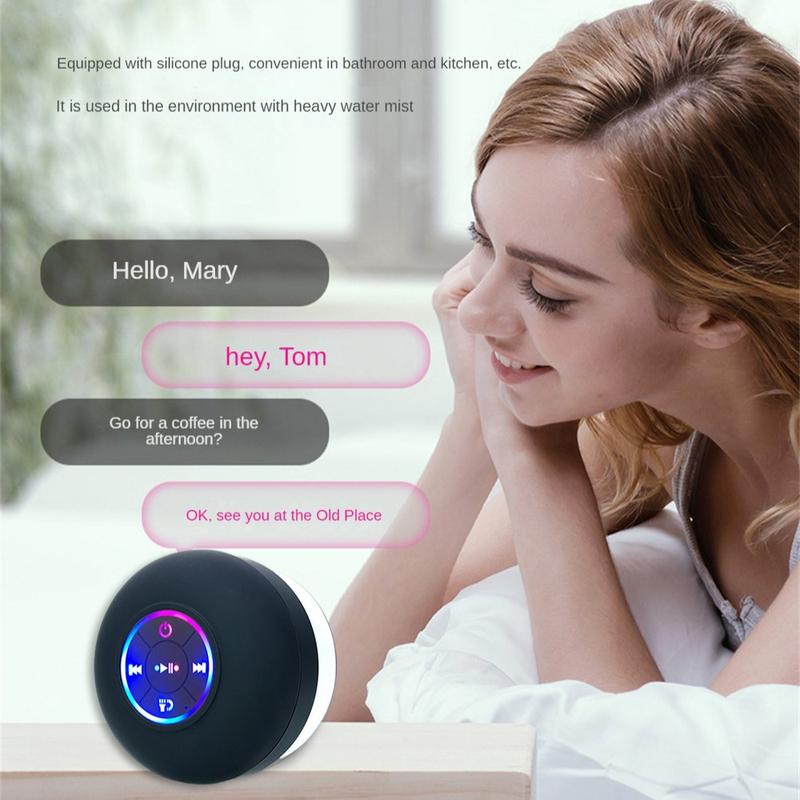 [Free Shipping] Suction Cup Bluetooth Shower Speaker with LED Light, IPX4 Waterproof, Portable Bathroom Bluetooth Speaker – Ideal Gift for Men & Women Audio Compact Smartphone