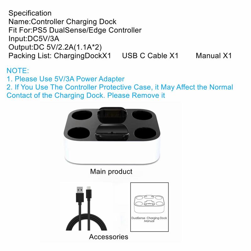 PS5 Gaming Controller Charging Station, Summer PC Gaming Controller Charger with Safety Chip Protection, Spring Games Controller Charging Base for PS5 Controllers and Edge Controllers, Gaming Accessories, Gamer Accessories, Portable Console Accessories