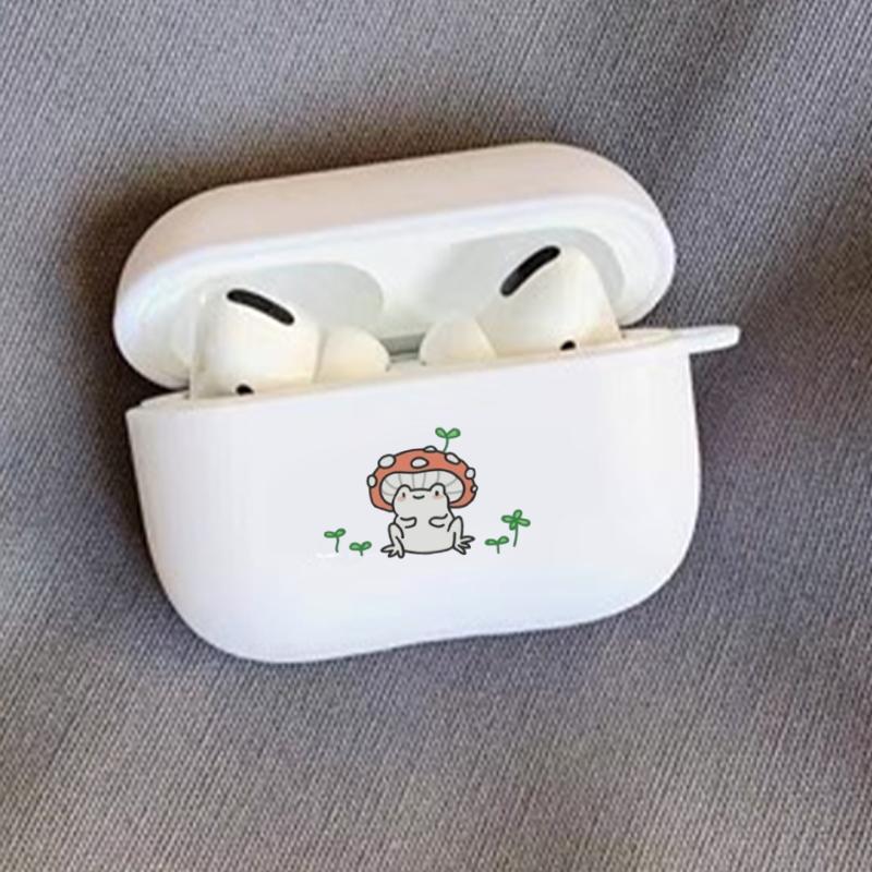 Mushroom Frog Pattern Earphones Case with Hiking Buckle, 1 Count Earbuds Protective Case, Shockproof & Anti-fall Earphone Cover for AirPods 1 2 3 Pro 2