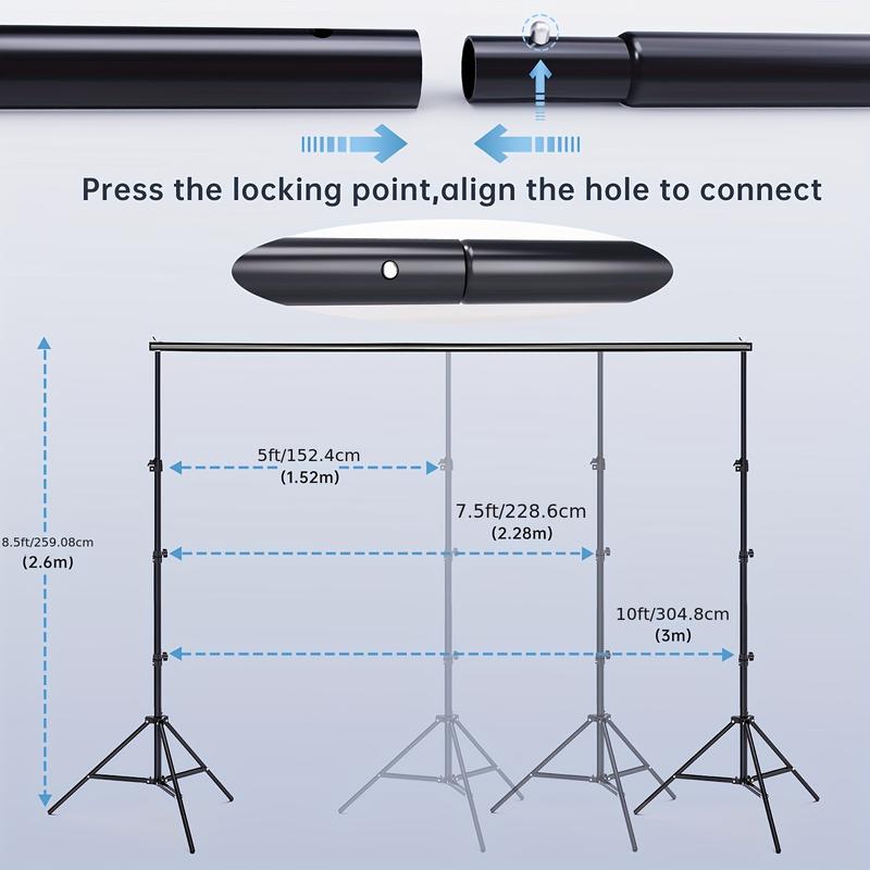 Photo Backdrop Stand Kit, Adjustable Background Holder Support System Kit With Carrying Bag, For Photography Video Stutio, Parties Decoration, Advertising Display