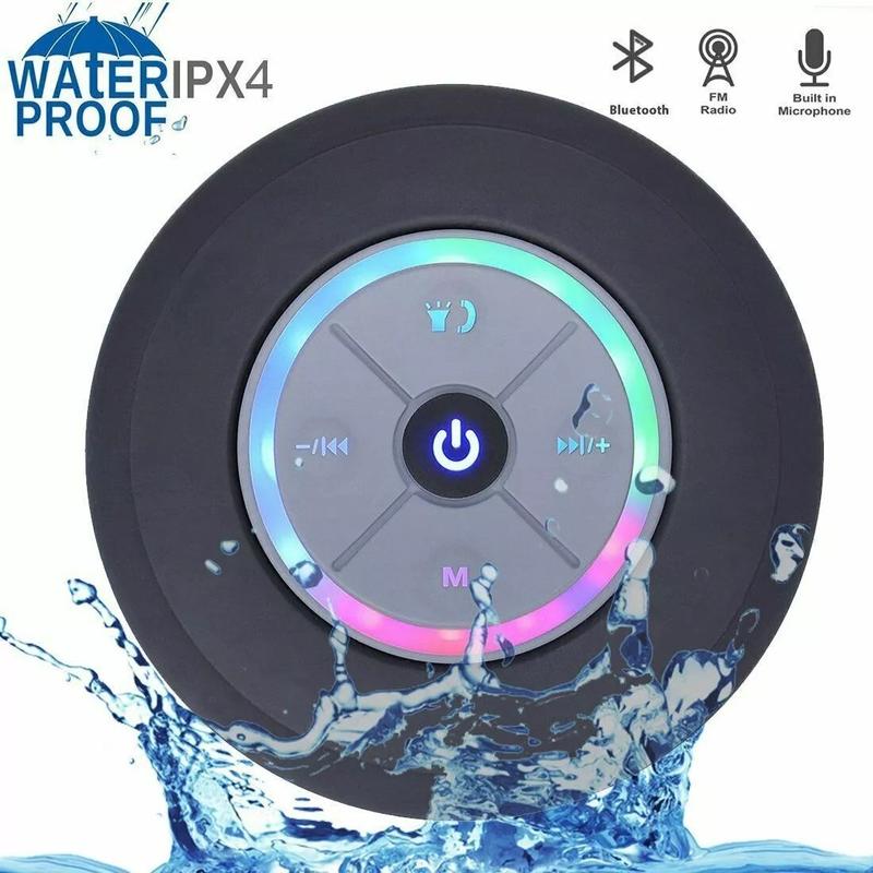 [Free Shipping] Suction Cup Bluetooth Shower Speaker with LED Light, IPX4 Waterproof, Portable Bathroom Bluetooth Speaker – Ideal Gift for Men & Women Audio Compact Smartphone