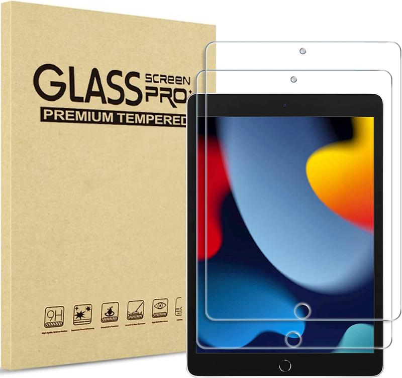 2 Pack Screen Protector for iPad 10.2 9th 2021  8th 2020  7th 2019, Tempered Glass Film for A2602 A2603  A2270 A2428  A2197 A2198 A2201 -Clear