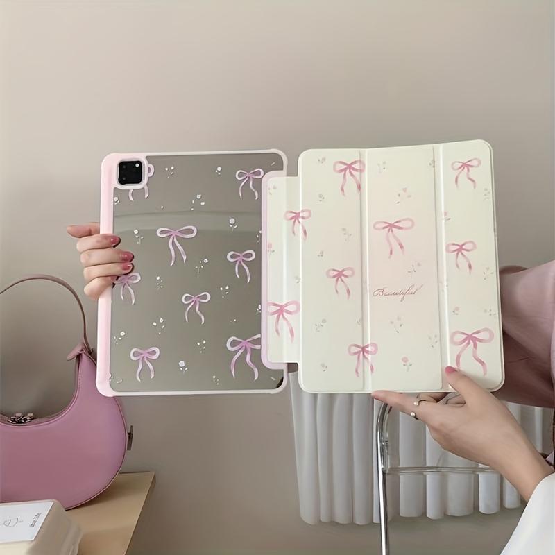 Pink Mirrored Acrylic Tablet Cover - Foldable, Ultra-Lightweight, Stand-Enabled, and Scratch-Resistant Design - Compatible with iPad 10.9, 10.2, Air 5th Gen, Pro 11, 10th, 9.7, Air 2, Air, 7th Gen, 8th Gen, Air 4, Air 5, and Pro 11 2022 Models