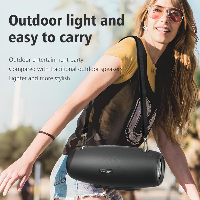 ZEALOT S67 Portable Wireless BT Speaker, 60W Waterproof & Dustproof Portable Subwoofer Speaker with Shoulder Strap, Outdoor Speaker, Small Speaker for Home, Camping, Parties, Sound Machine