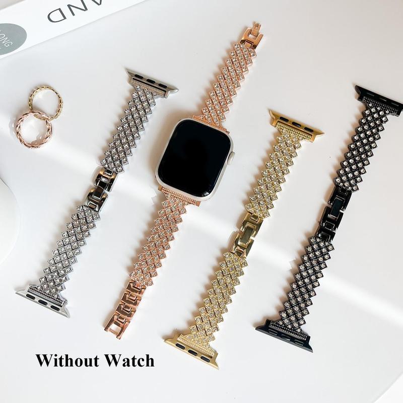 Fashionable Artificial Diamond-encrusted Bracelet Watch Band (Band Only), 1 Count Adjustable Watch Band for Women & Girls, for Apple Watch Series