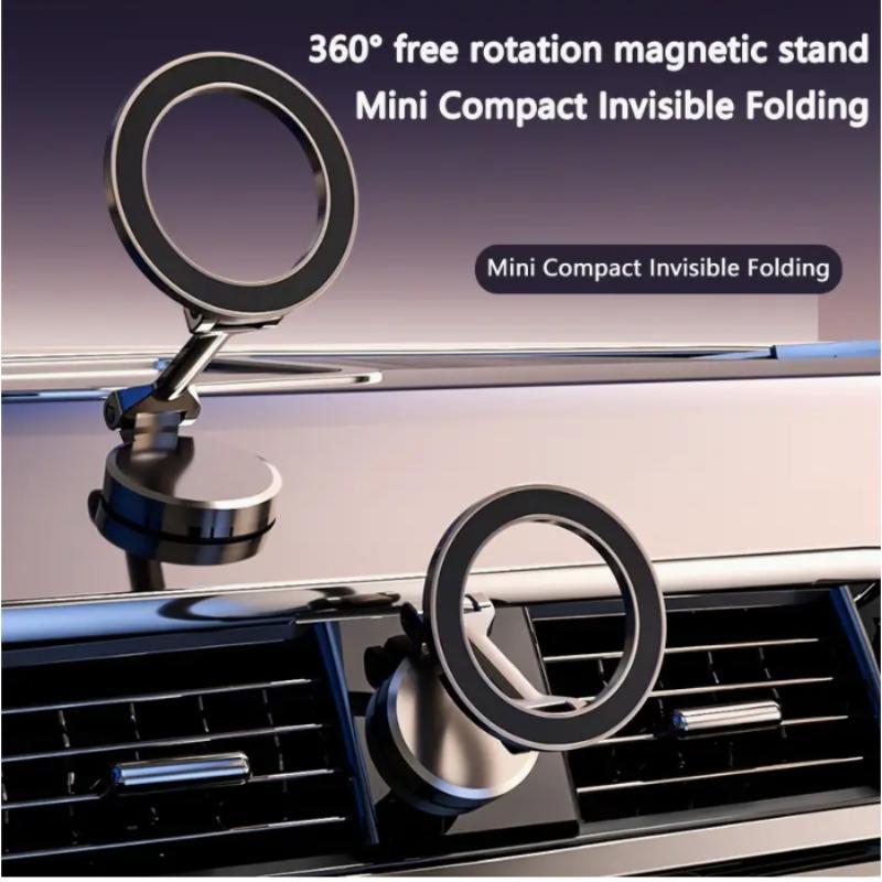 Space-saving Car Magnetic Smartphone Holder, 360° Rotatable Car Phone Holder Stand, Phone Mount for Car, Car Accessories Compatible with iPhone & Android Cellphone