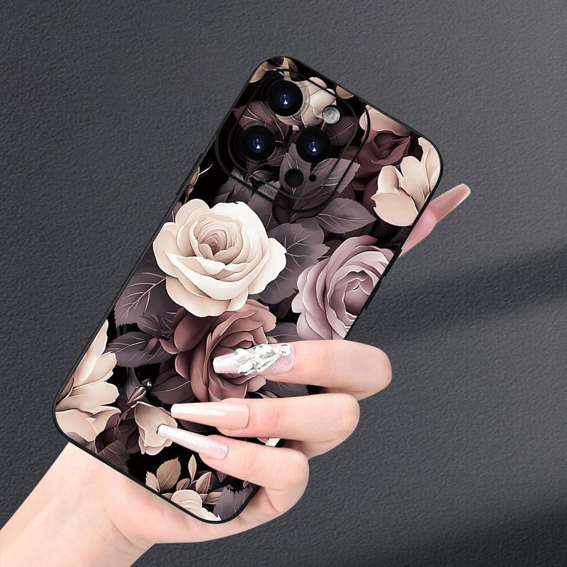 Floral Pattern Phone Case, Anti-drop Phone Protective Cover, Phone Accessory Compatible with iPhone 15 14 13 12 11 Pro Max XS XR X