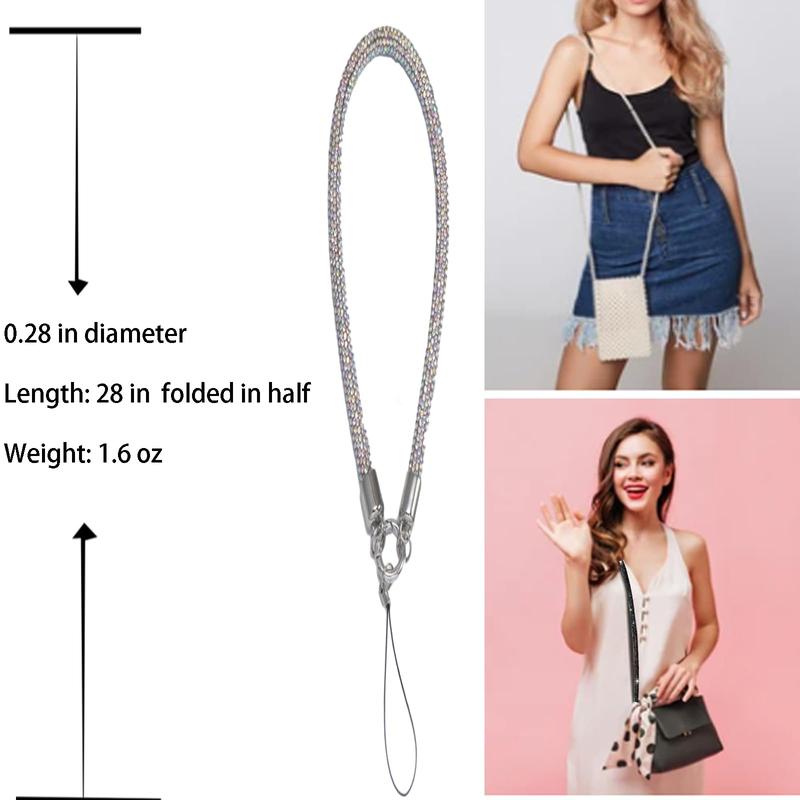 Fashion Rhinestone Decor Crossbody Phone Chain with Tether Pad, Anti-lost Phone Lanyard with Clip, Universal Phone Strap for Most Mobile Phones and Bags