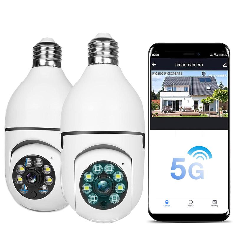 5G WiFi Remote Surveillance Camera, 1 Count E27 Socket 360 Degree Panoramic Security Camera, Wireless Bulb CCTV Camera for Home, Office, Factory