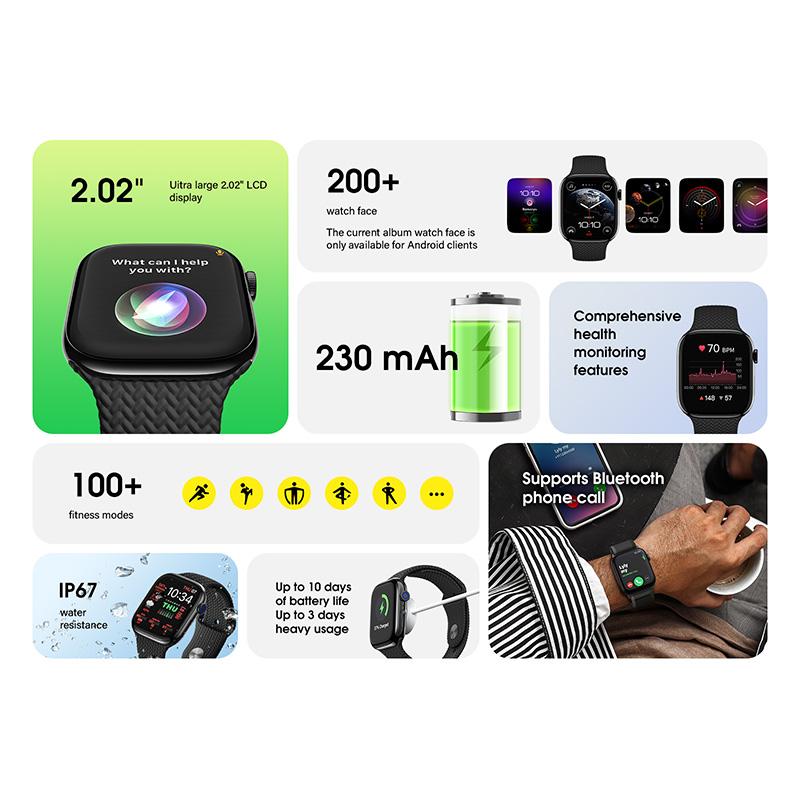 Smart watch with Ultra-Clear Display, Health Monitoring, and Multifunctional Features Perfect for outdoor Fitness & Health, Bluetooth Calls & AI Voice Assistant - Wearable