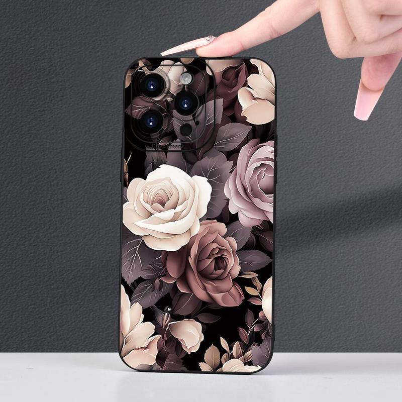 Floral Pattern Phone Case, Anti-drop Phone Protective Cover, Phone Accessory Compatible with iPhone 15 14 13 12 11 Pro Max XS XR X