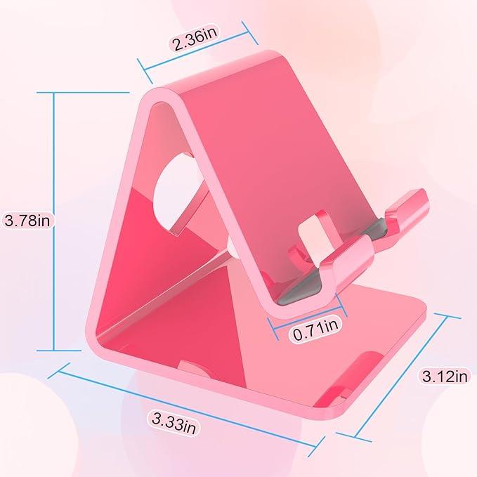 Pink Acrylic Cell Phone Stand, Portable Phone Holder, Pink Phone Stand for Desk, Compatible with Phone15 14 13 12 Pro Max Mini 11 Plus SE, Switch, Android Smartphone, Pad, Tablet, Desk Accessories Cellphone Mount portable phone