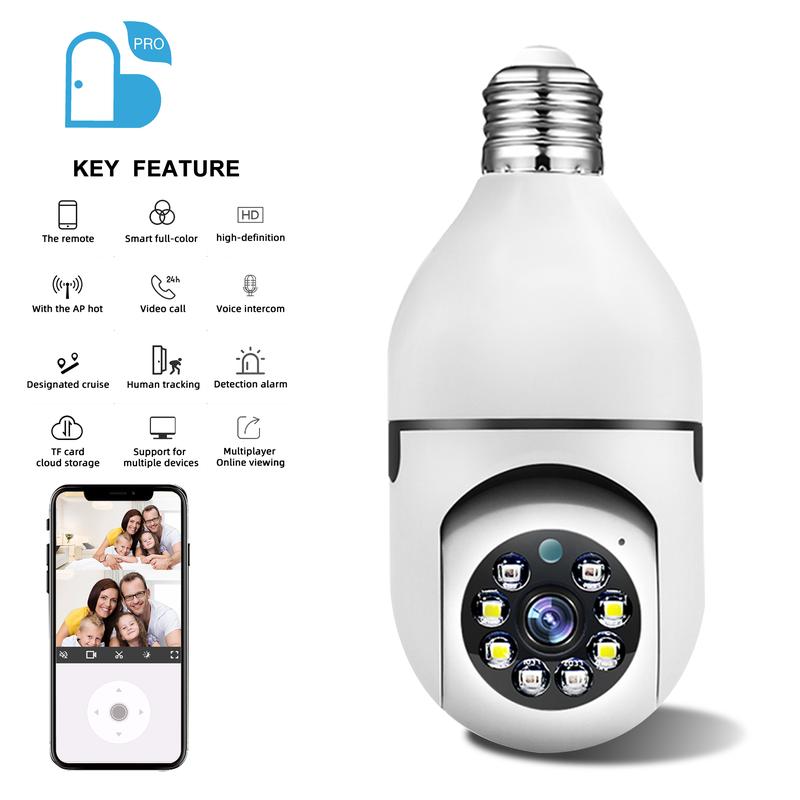 Light Bulb Security Camera 5G&2.4GHz WiFi 3MP Security Cameras Wireless Outdoor Motion Detection and Alarm,Two-Way Talk,Color Night Vision,Human Detection, Compatible  Micro SD,Time-limited offer，back to school goods