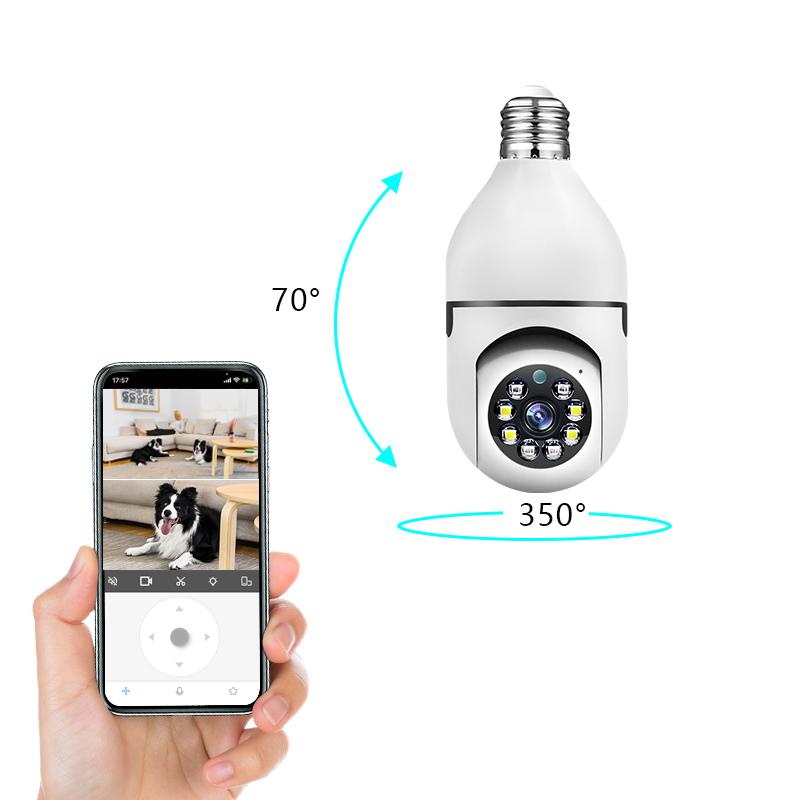 Light Bulb Security Camera 5G&2.4GHz WiFi 3MP Security Cameras Wireless Outdoor Motion Detection and Alarm,Two-Way Talk,Color Night Vision,Human Detection, Compatible  Micro SD,Time-limited offer，back to school goods