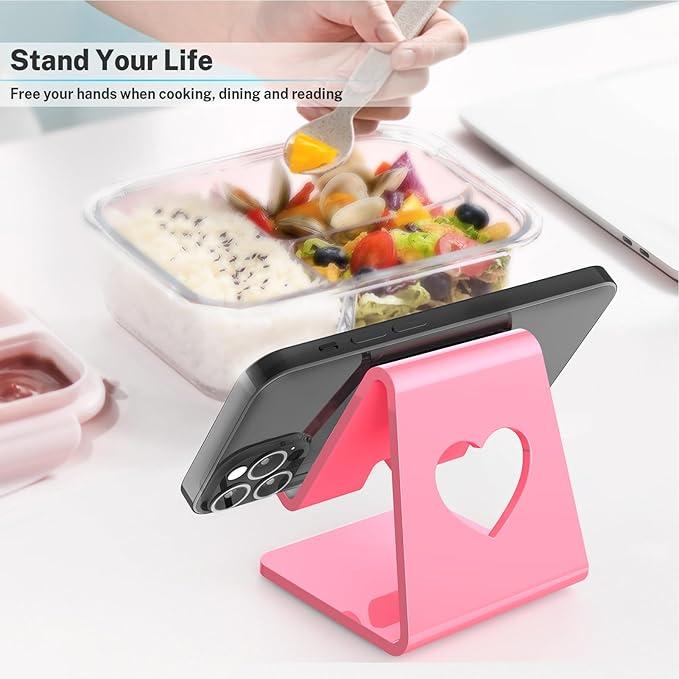 Pink Acrylic Cell Phone Stand, Portable Phone Holder, Pink Phone Stand for Desk, Compatible with Phone15 14 13 12 Pro Max Mini 11 Plus SE, Switch, Android Smartphone, Pad, Tablet, Desk Accessories Cellphone Mount portable phone