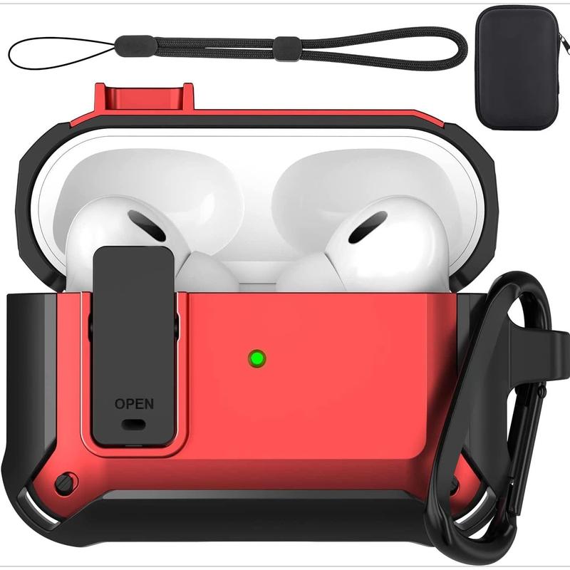 Compatible Airpods 4 Generation Case Cover with Cleaner Kit,  AirPod 4 Case with Lock & Lanyard Cool Shockproof Protective Case for Men Women - Black Protection