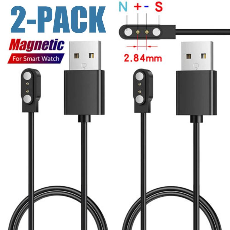 2pcs 2-Pin Universal USB Data Charging Cable Magnetic Charger For Smart Watch 2.84mm