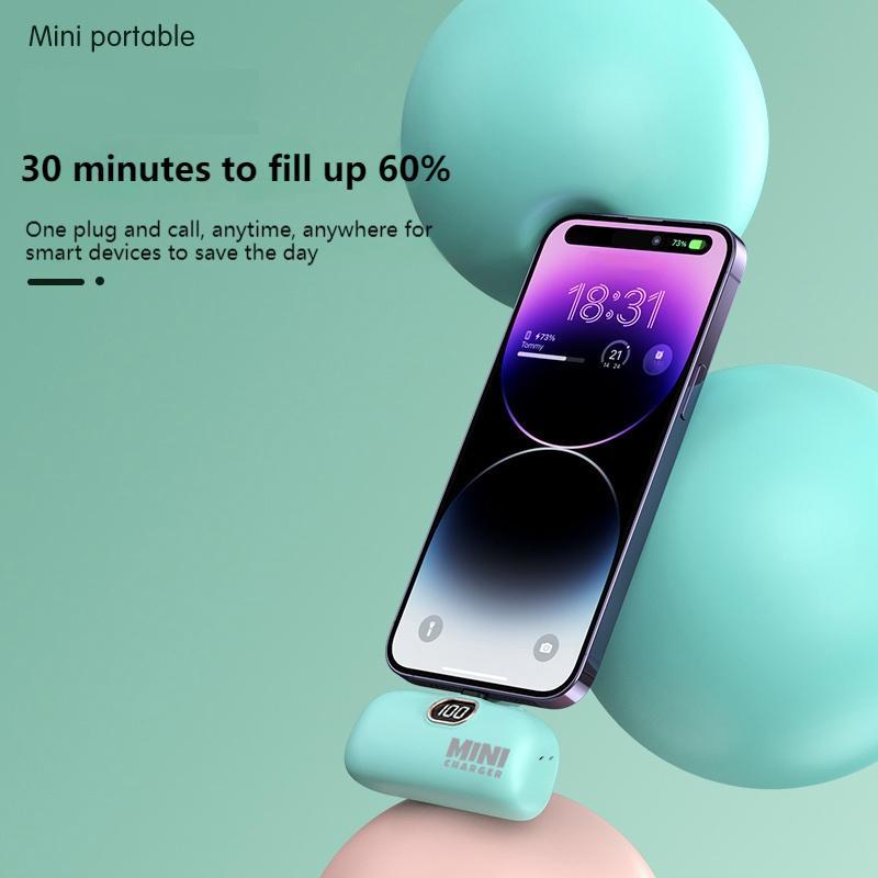 5000mAh Mini Capsule Power Bank, 1 Count Portable Pocket Power Bank, Emergency Mobile Power Bank, Lightweight Power Bank with Digital Display