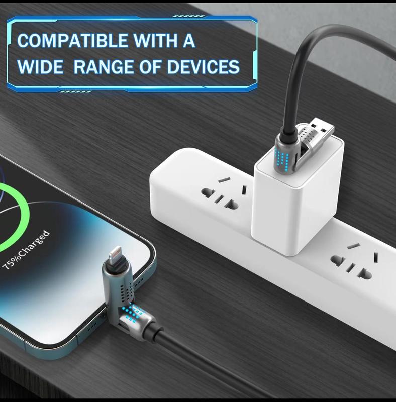 240W 4-in-1 USB-C Cable  PD 5A Fast Charging & Data Sync with USB A,TYPE C & Lightning Smartphone Alloy Aluminum Android Devices Durable Cellphone Multifunctional USB-C Electronic Silicone