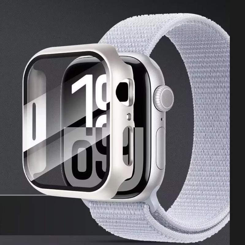 Full Coverage Watch Protective Case with Tempered Glass Film, 42MM 46MM Integrated Watch Protective Cover, Anti-drop Watch Protector, Wearable Accessories for Apple Watch S10