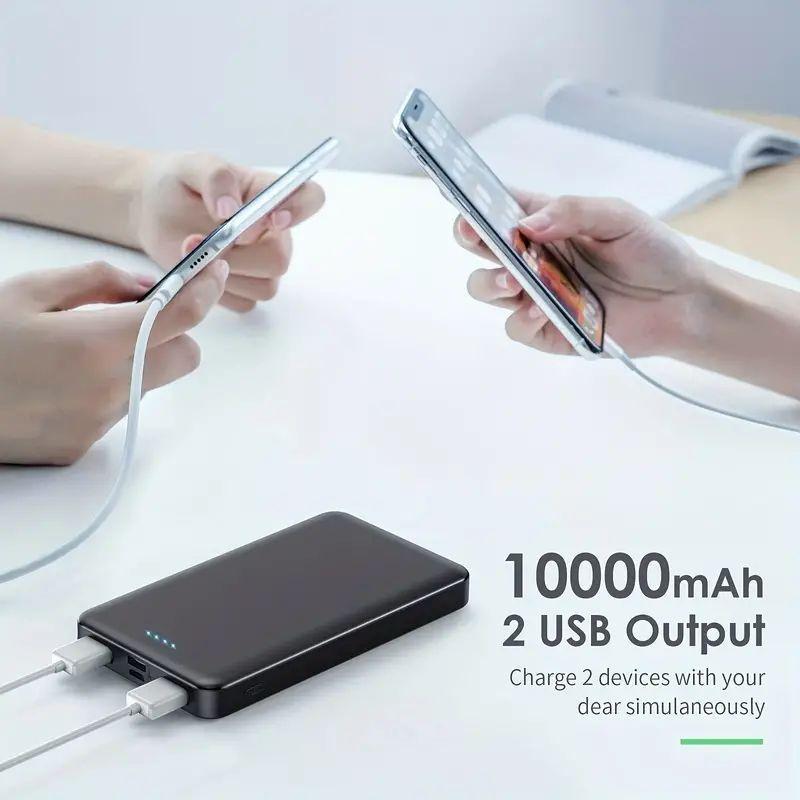 Portable Power Bank, 10000mAh Phone Charger with Type C Input & USB A Output, Backup Power Bank, USB Fast Charging Power Bank for iPhone & Android Phone Tablet