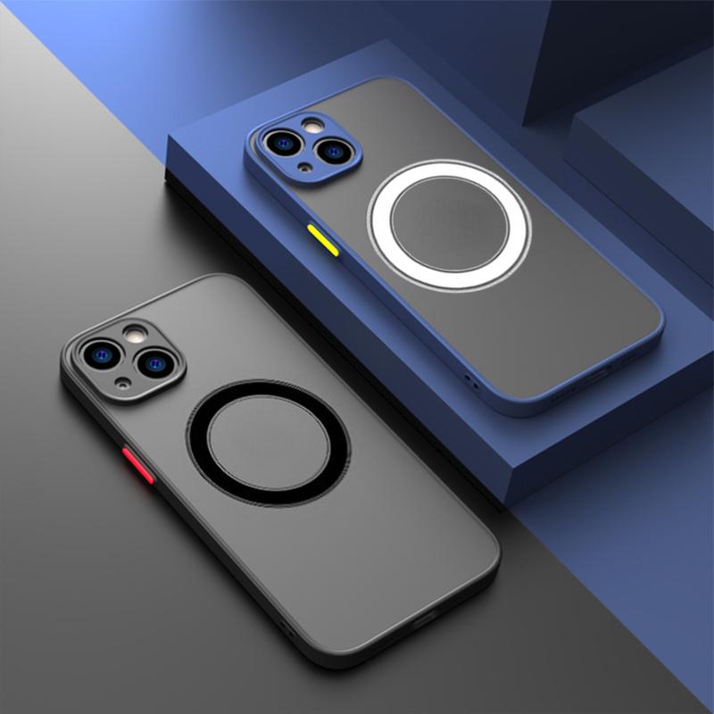 Luxury Matte Armor Case with Magnetic Wireless Charging Compatibility for iPhone 11 12 13 14 15 Pro Max Mini Plus XS Max XR X, Shockproof Protective Phone Cover