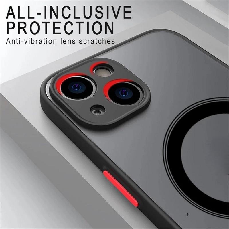 Luxury Matte Armor Case with Magnetic Wireless Charging Compatibility for iPhone 11 12 13 14 15 Pro Max Mini Plus XS Max XR X, Shockproof Protective Phone Cover