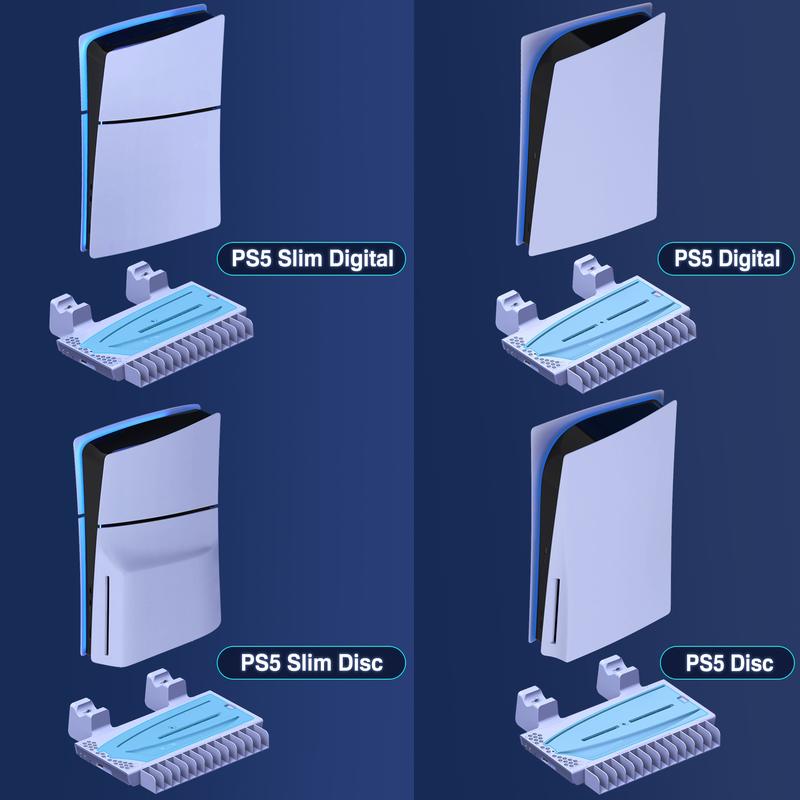 PS5 Cooling Stand for PS5 Slim Disc Digital Cooling Station Multifunctional Stand with 2 Dual Gamepad Charger, RGB Light Accessories Console