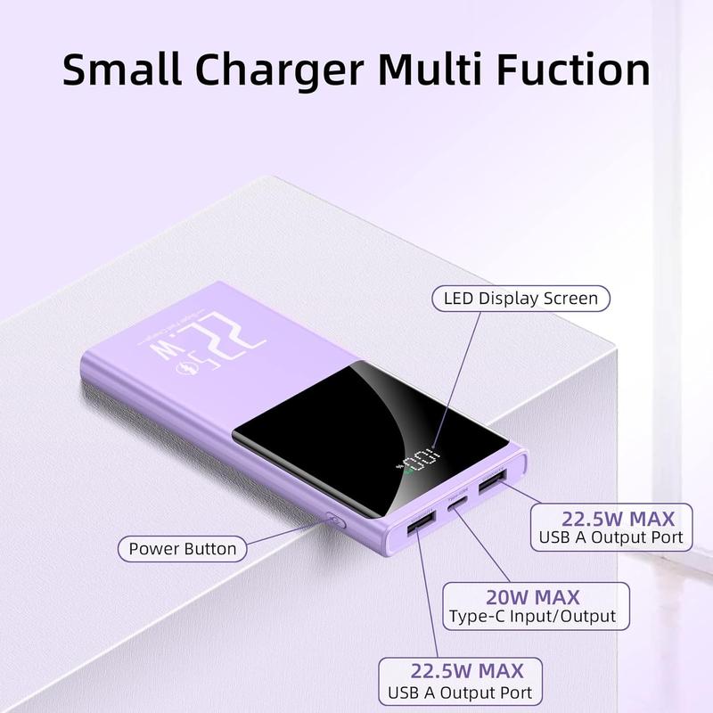 Portable Charger 10000mAh, Power Bank 5V 3A 22.5W Fast Charging USB-C in Out LCD Dispaly Battery Backup for iPhone 15 14 13 12 11,Samsung,Google Android